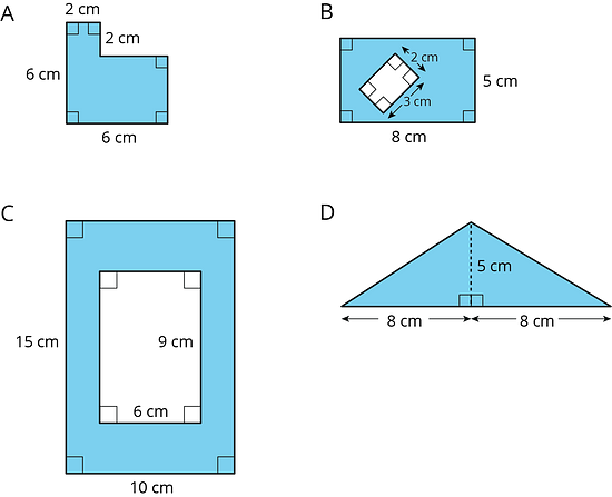 4 different figures are shown with different shaded regions.