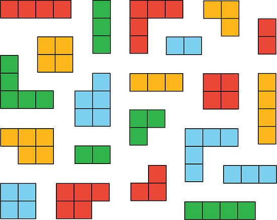 Different figures are formed by blocks