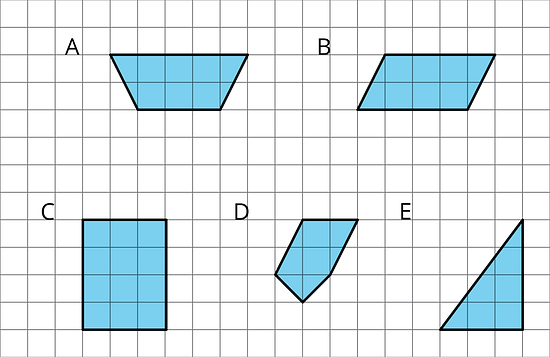 5 different figures are shown on a grid