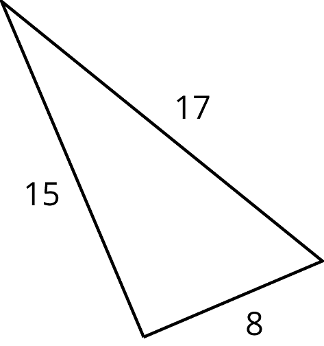 A triangle with side lengths labeled 15, 17 and 8.